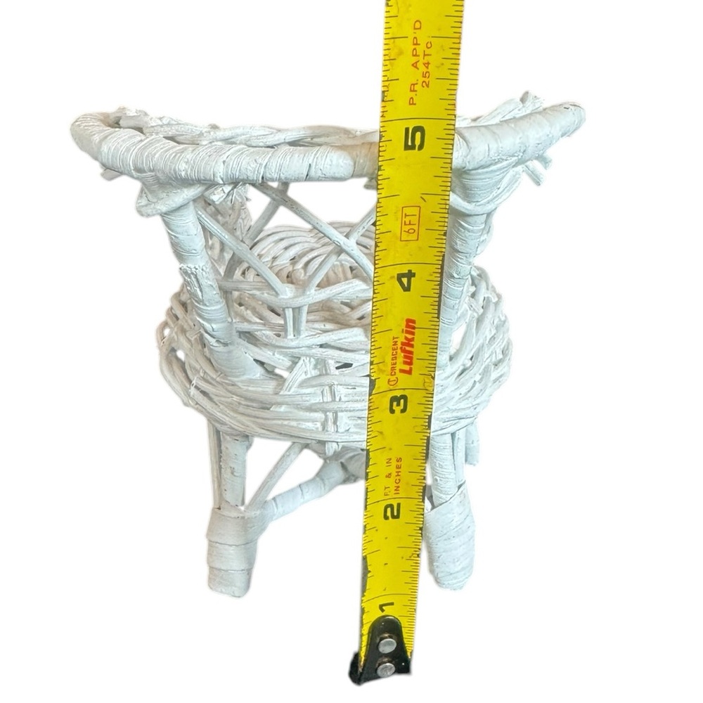 Small White Resin Wicker Doll Chair - Picture 5 of 6